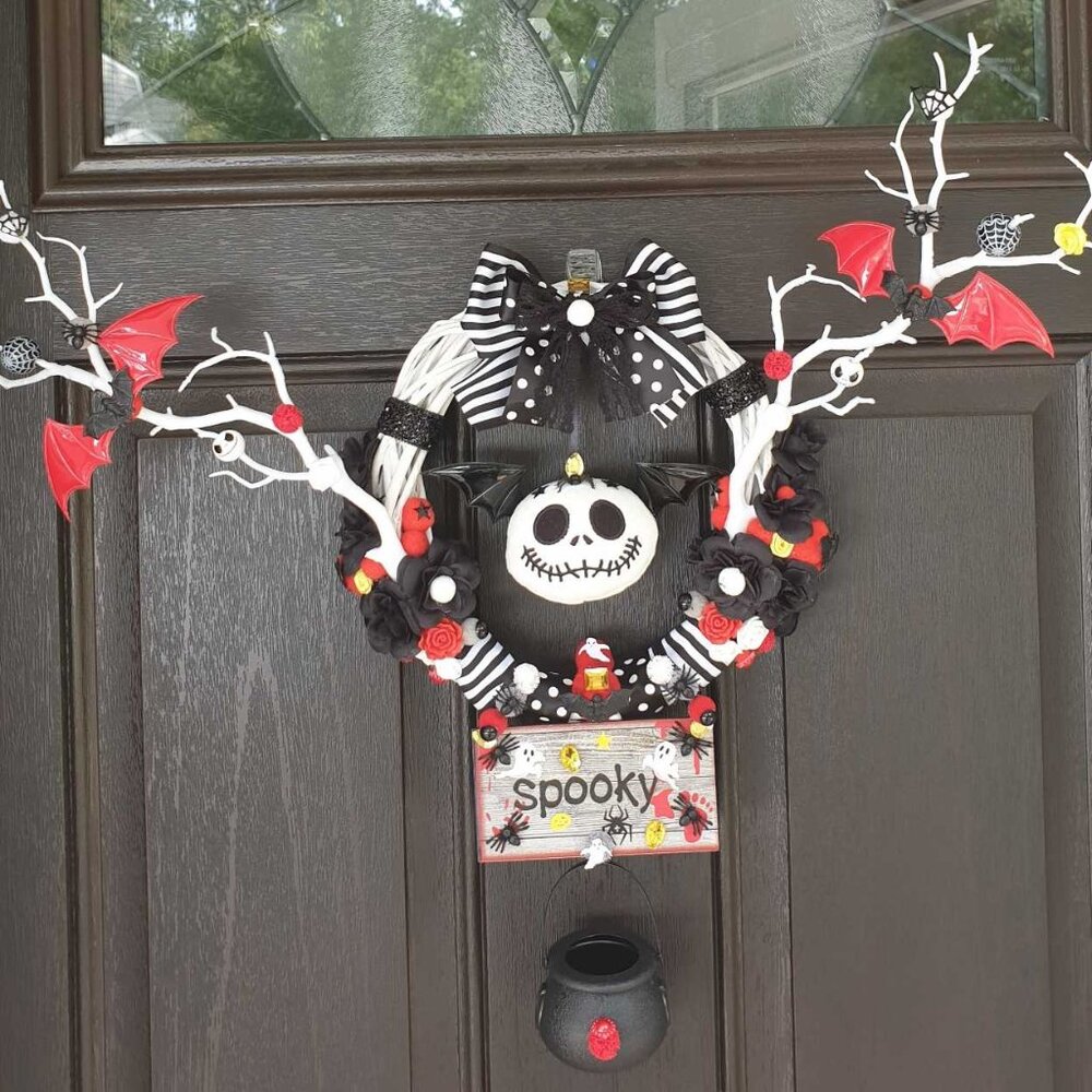 Halloween Wreath Wall Spooky Bat Decor Jack Skellington Door Wall Home Decor